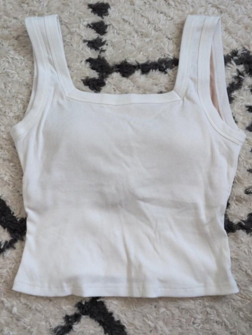 OGL Built-In Bra White Ribbed Tank